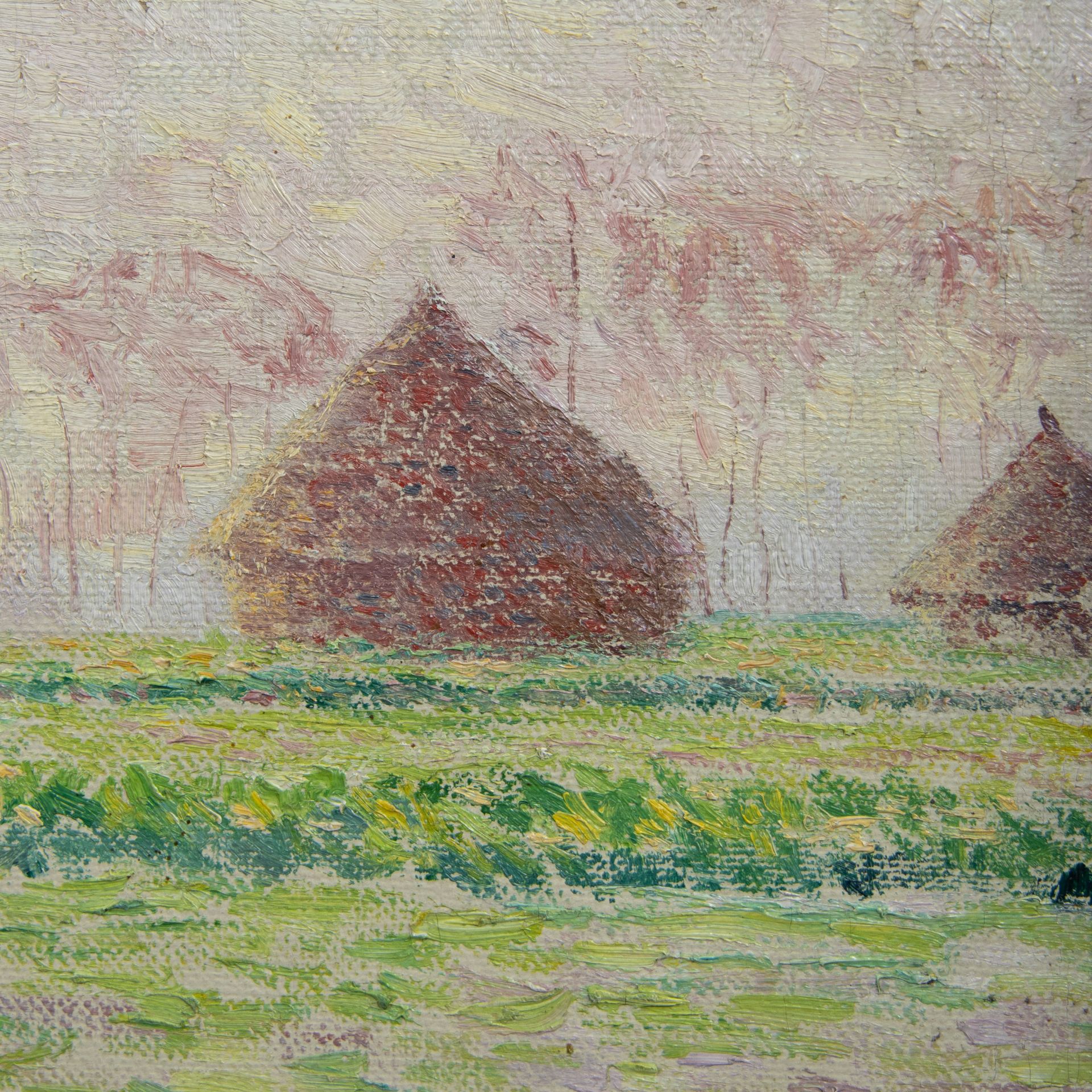 Anna DE WEERT (1867-1950), oil on canvas Landscape with haystacks, signed - Image 4 of 7