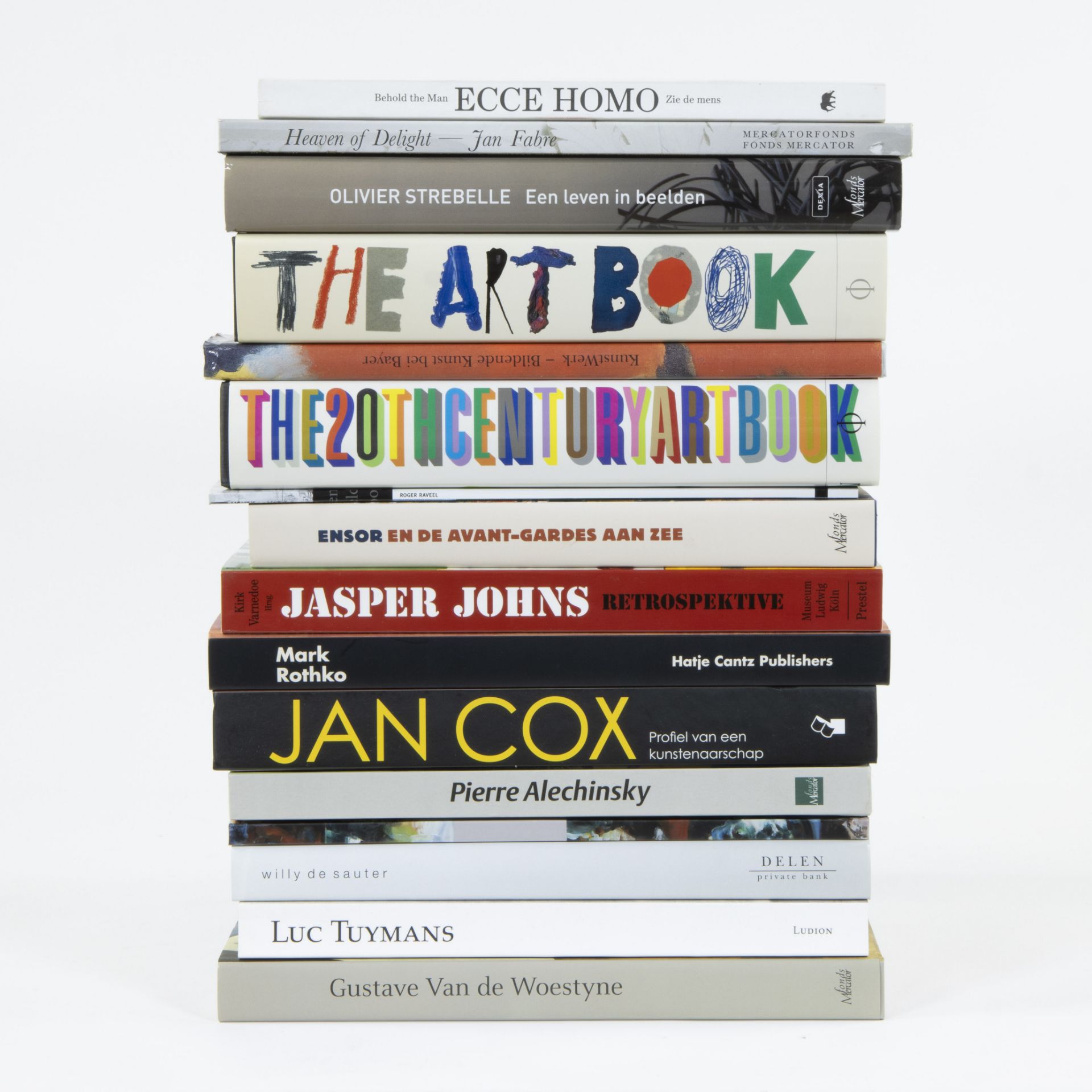 Collection of art books Jan Cox, Jasper Johns, Luc Tuymans, Willy De Sauter, Alechinsky