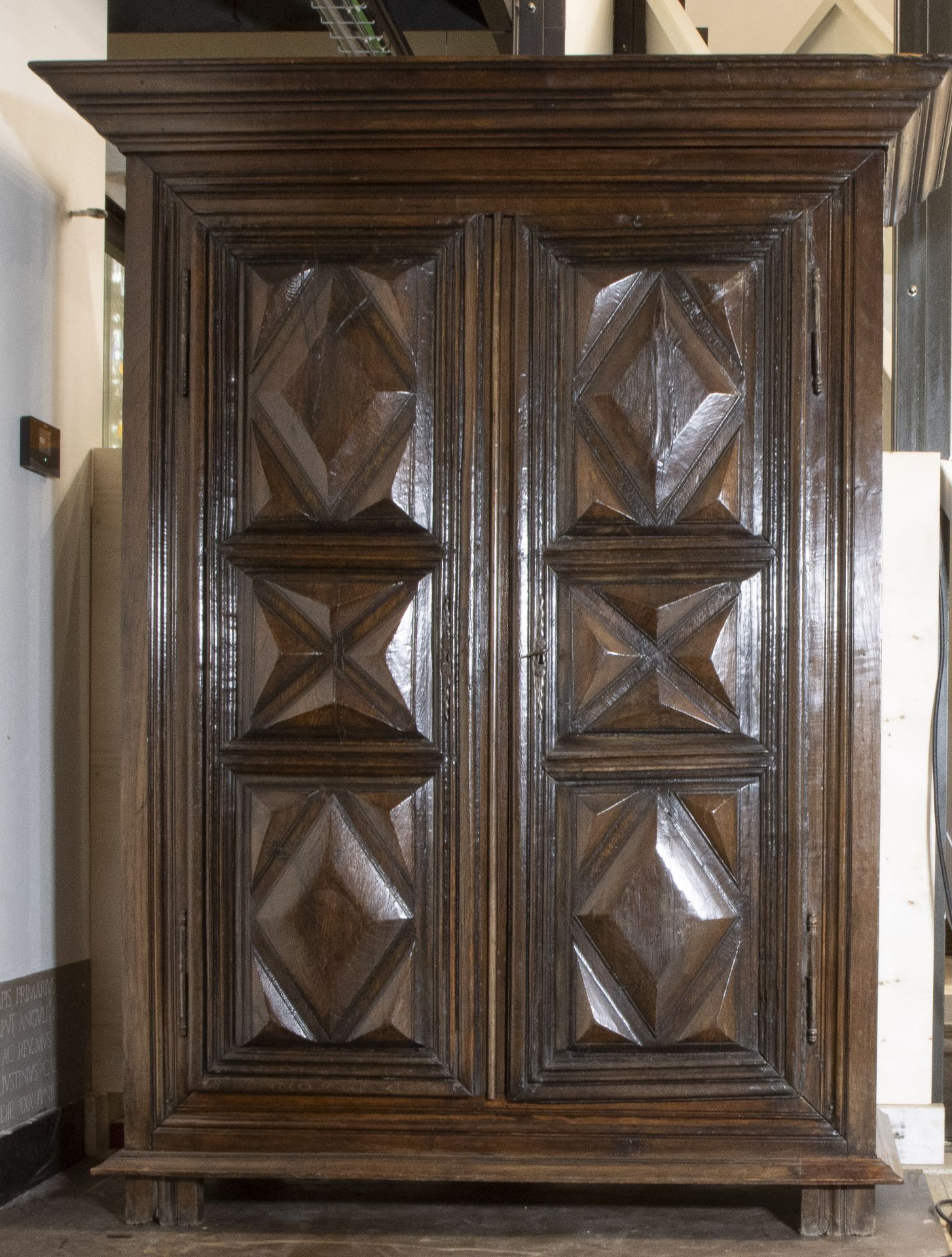Oak two-door hall cupboard, 19th century