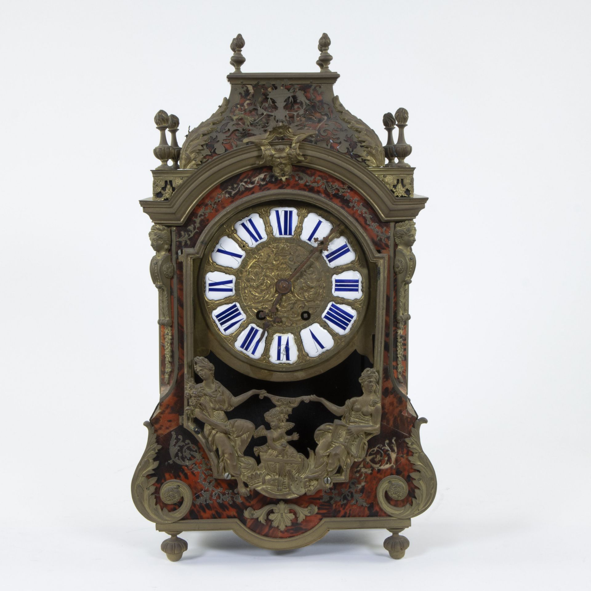 French 19th-century boulle clock after Balthazar Martinot with finely chiselled gilt dial with white