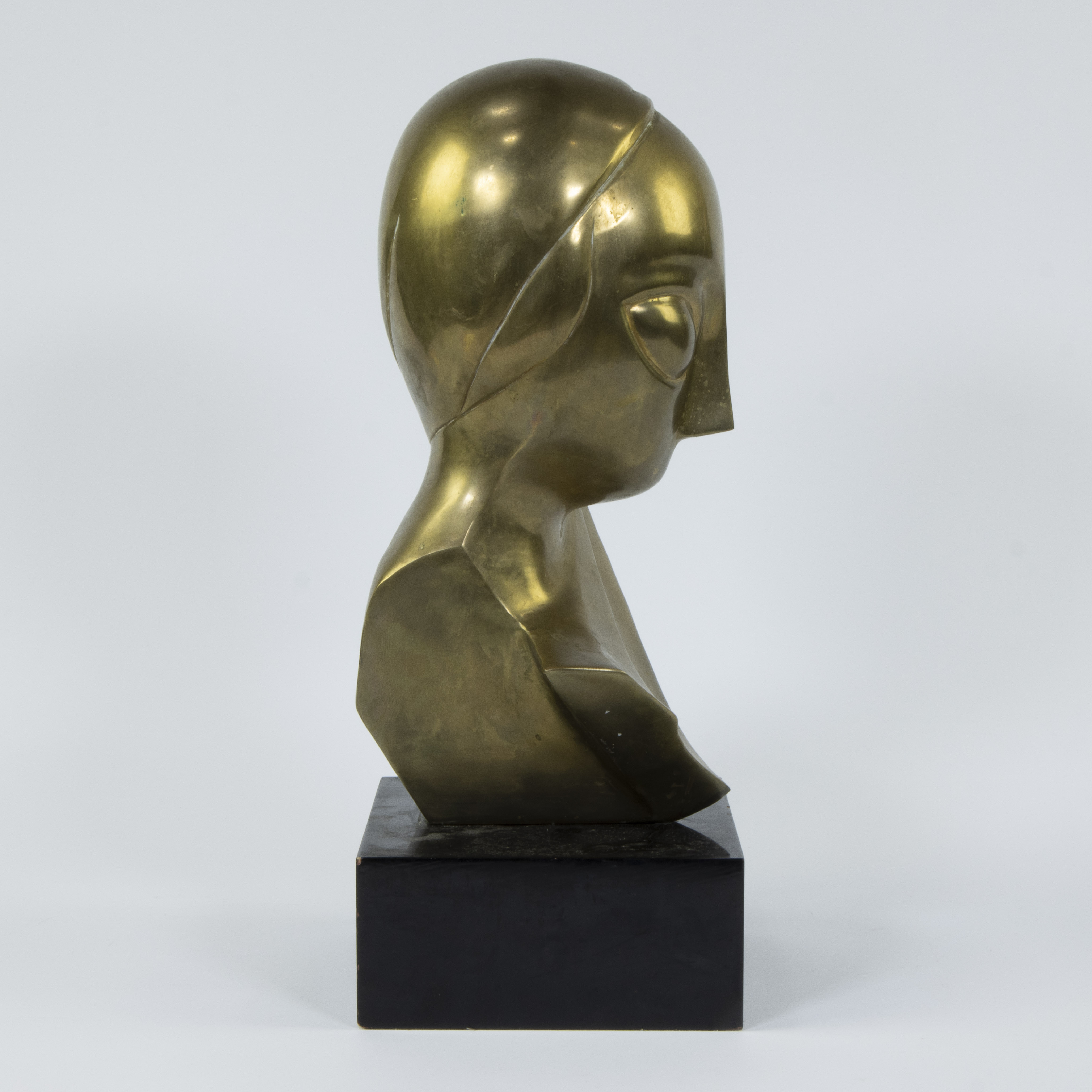 After Constantin Brancusi Mademoiselle Pogany gilt bronze bust, unsigned - Image 2 of 4