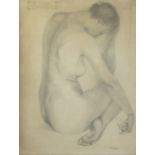 Rosa PAUWAERT (1887-?), pencil drawing Seated nude, signed