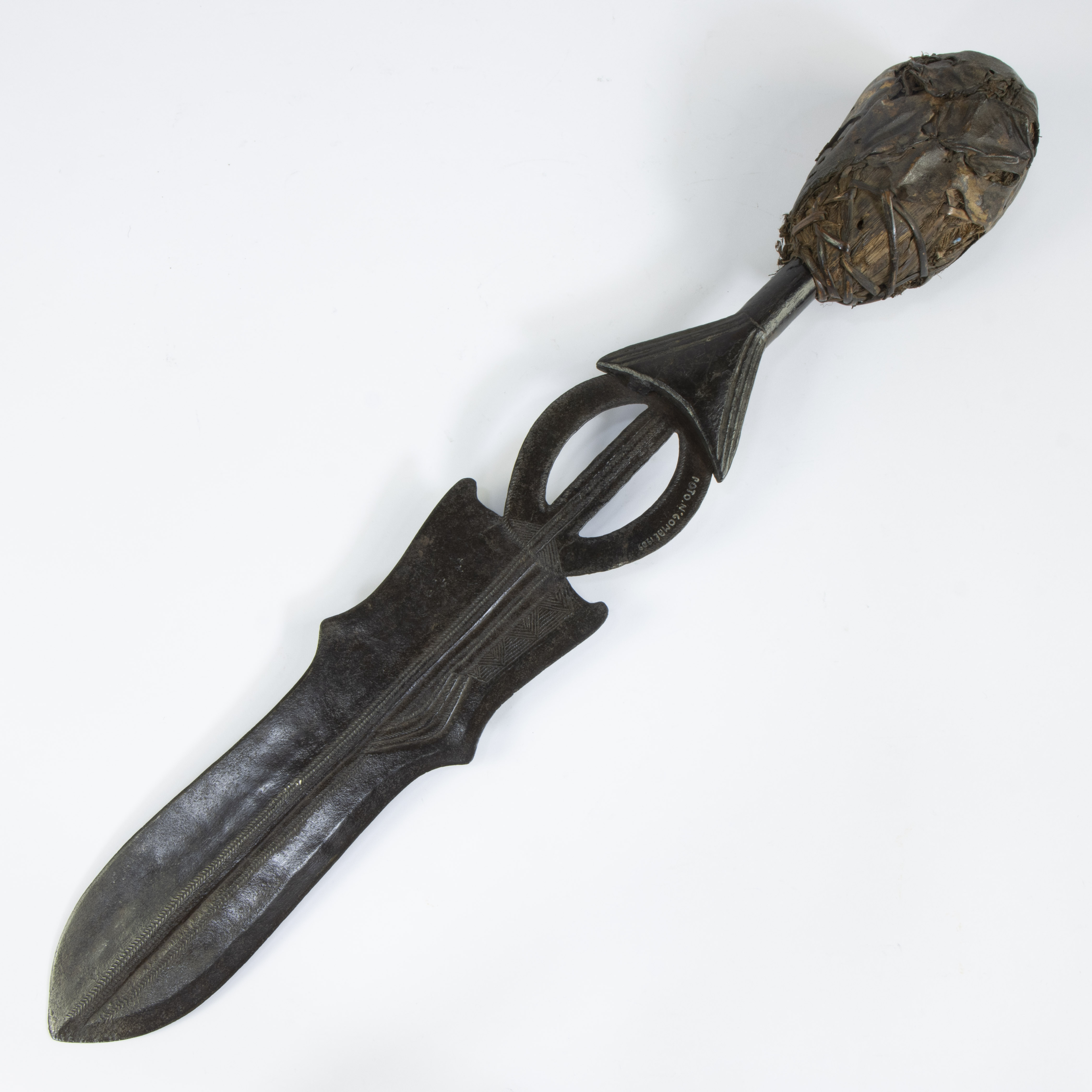 African Ngombe or Poto sword, marked 1909 - Image 2 of 3