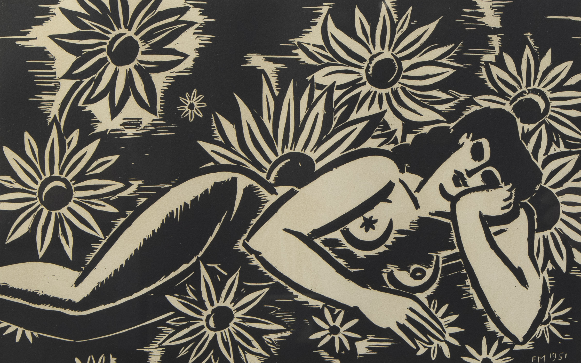 Frans MASEREEL (1889-1972), woodcut Fleurs, numbered XXXV/LV, signed and dated 1951