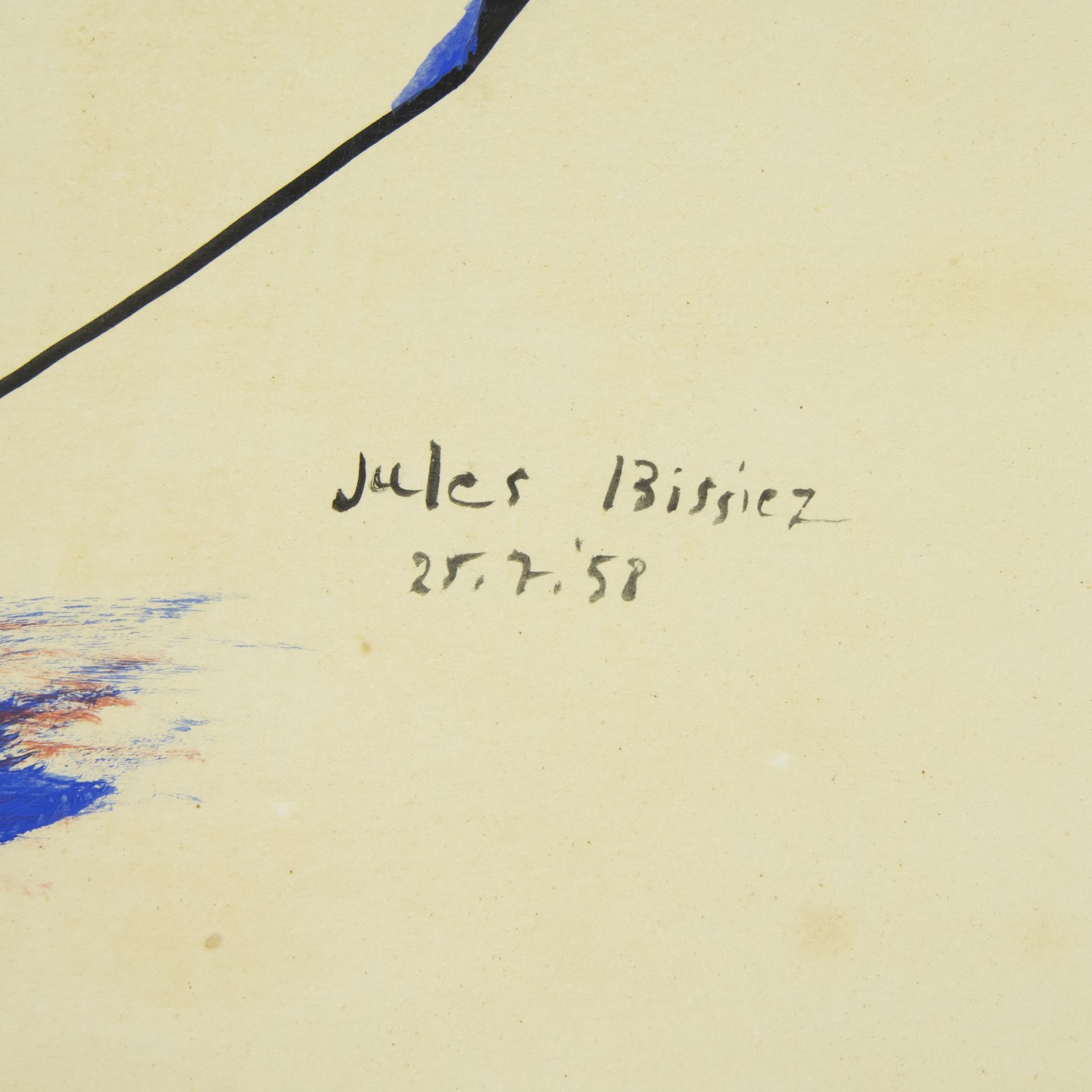 Julius BISSIER (1893-1965) (attrib.), mixed media on paper, Untitled, signed and dated 25.7.'58 - Image 2 of 2