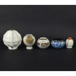 Collection of Art Deco vases of crackled and enamelled ceramics, Saint Clemant, Gouda, Céramique de