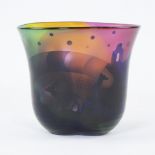 Very colourful Costa Boda vase in glass paste with decor of bucks by Bertil Vallien, marked