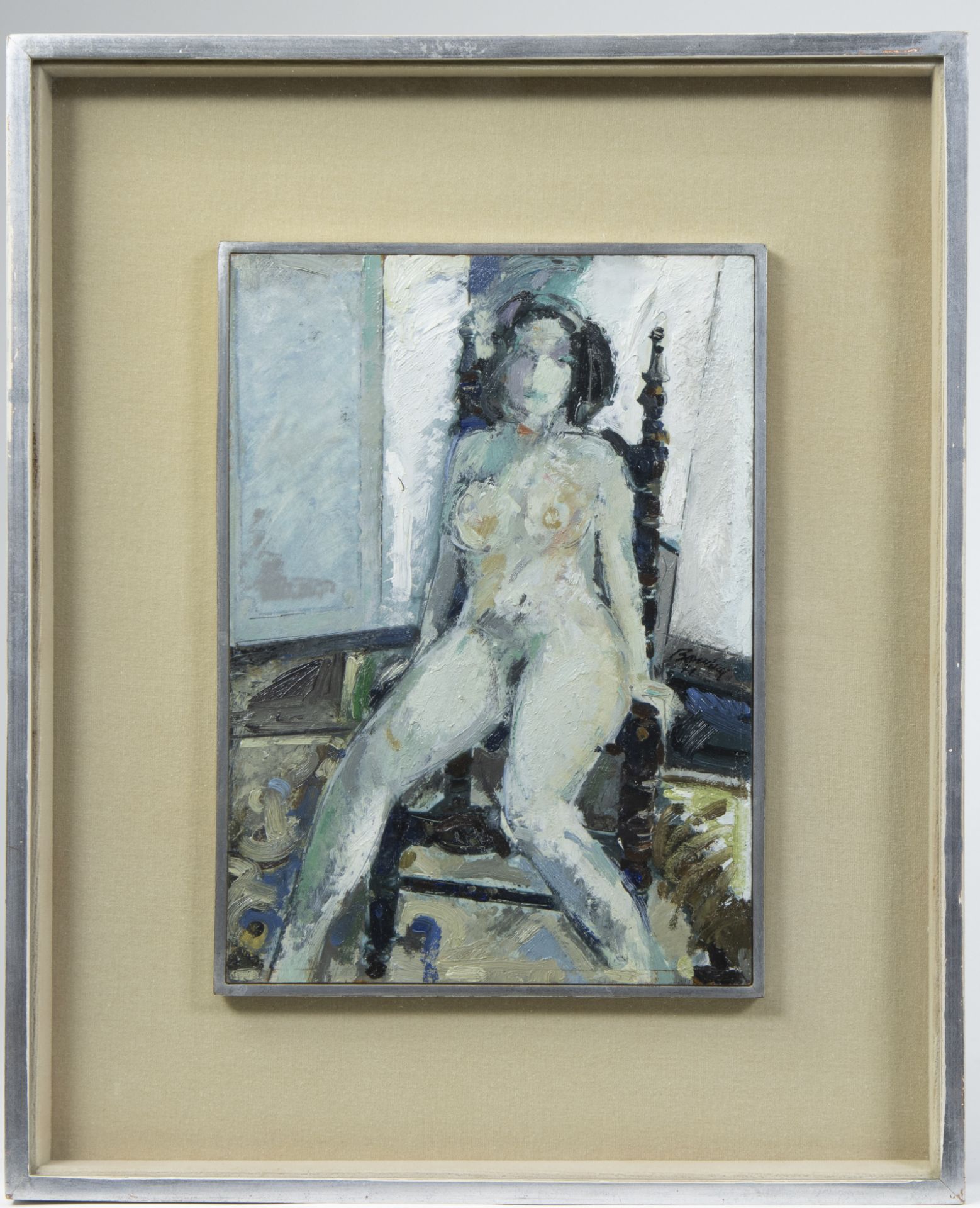 Oil on panel Seated nude, signed Boudry and dated '72 - Bild 2 aus 3