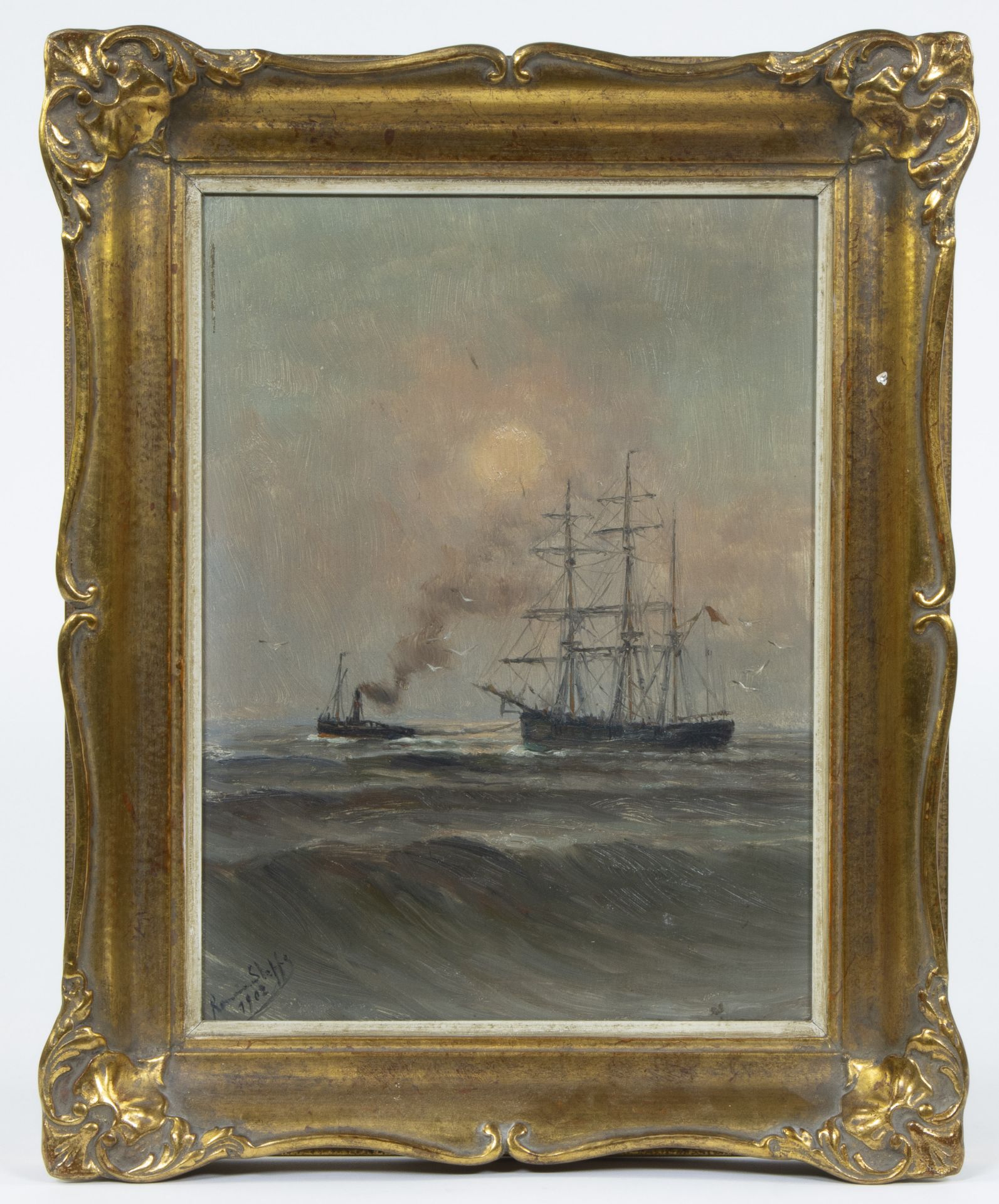 Romain STEPPE (1859-1927), oil on panel Marine, signed and dated 1902 - Image 2 of 4