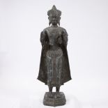 Khmer Lophuri bronze figure of Buddha, Thailand or Cambodia