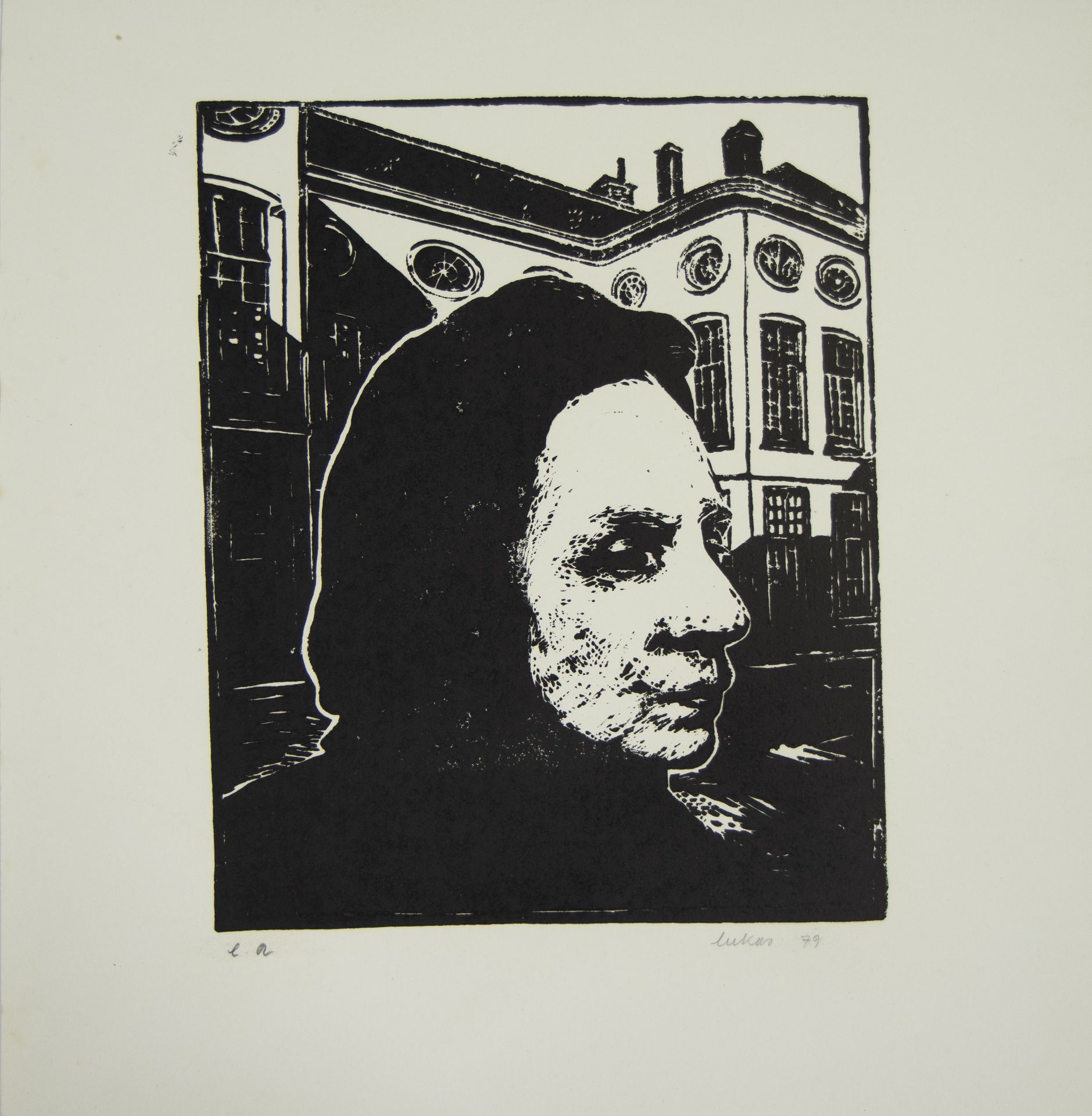 Lucas De Vuyst, a linocut and 2 watercolours, signed, added etching Miki VAN DER EECKEN - diploma Lu - Bild 7 aus 9