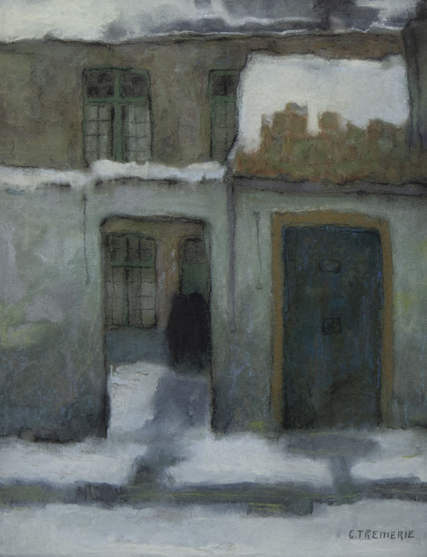 Carolus TREMERIES (1858-1945), pastel Beguinage in Ghent, signed
