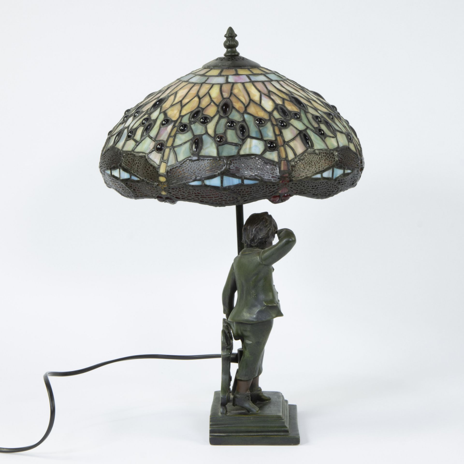 Tiffany-style lamp with decor of dragonflies - Image 2 of 5