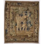 Oudenaarde tapestry with decor of 2 musicians in the forest, 17th century