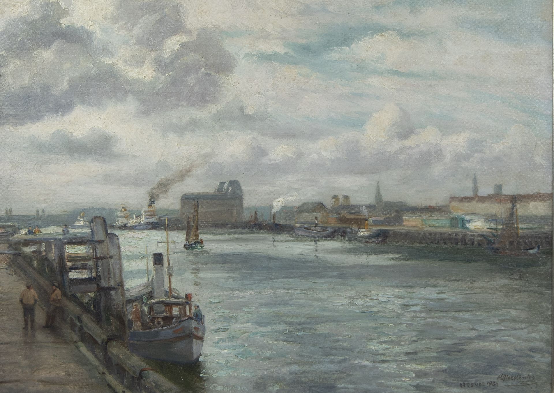 Alfons VERSTRAETEN (1922-2017), oil on canvas port of Ostend, signed and dated 1981