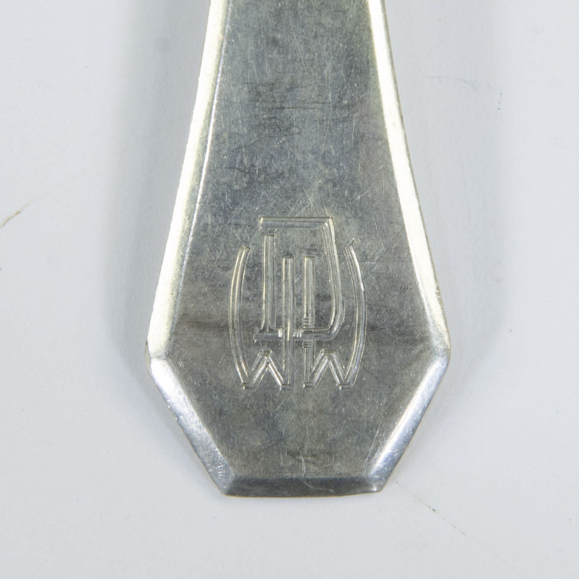 Silver cutlery Delheid, A800, weight 10660 grams, with initials of the family De Witte Jacques Wille - Bild 2 aus 8