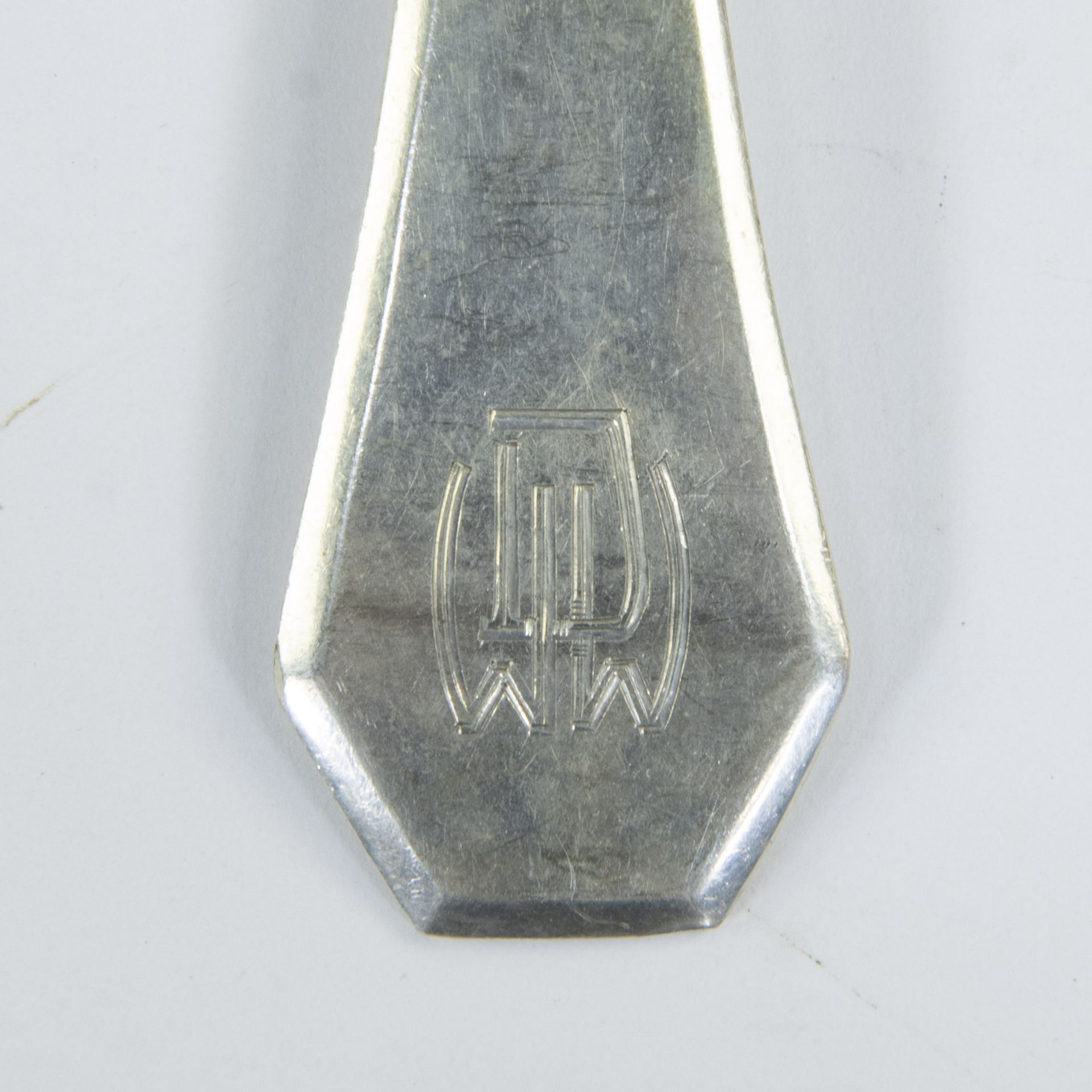 Silver cutlery Delheid, A800, weight 10660 grams, with initials of the family De Witte Jacques Wille - Image 2 of 8