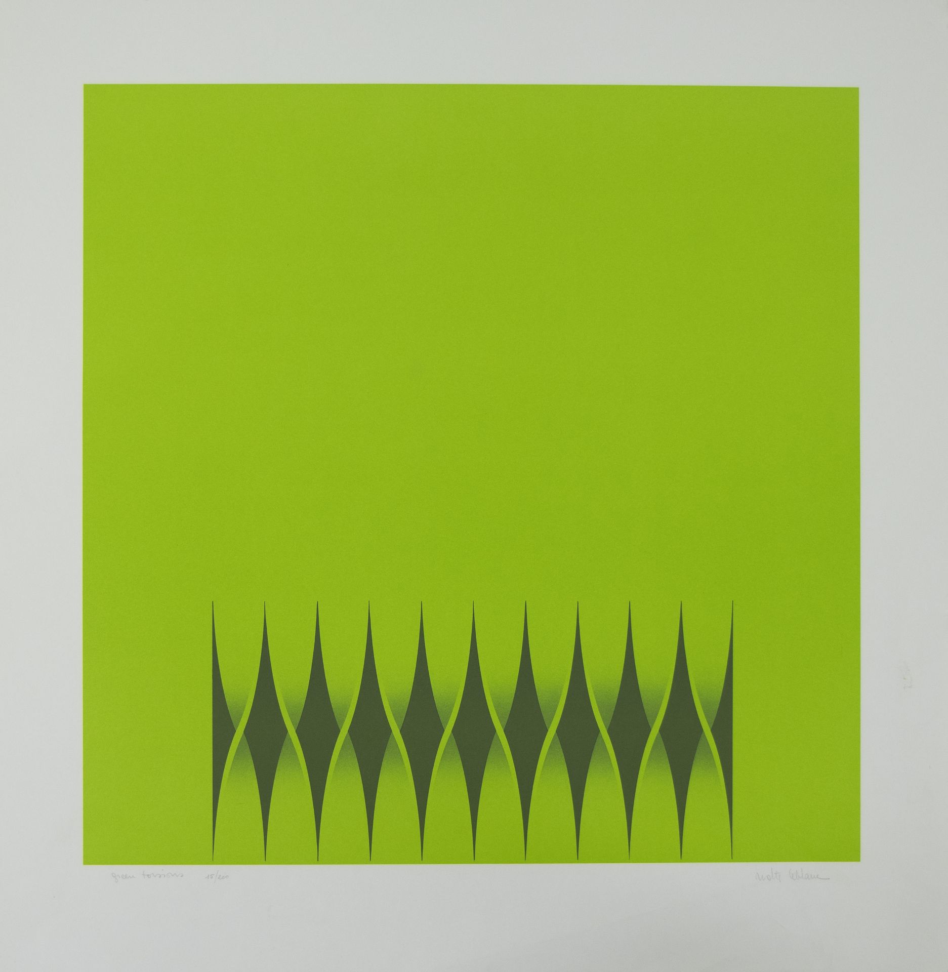 Walter LEBLANC (1932-1986), silkscreen in colors Green torsions, numbered 15/200 and signed - Image 2 of 4