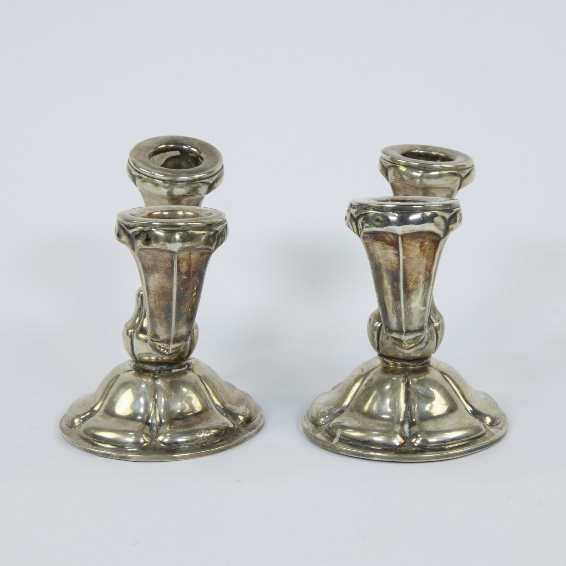 Silver lot, tray (Elite racing 1973) silver 925 and pair of candlesticks silver 830 - Image 5 of 7