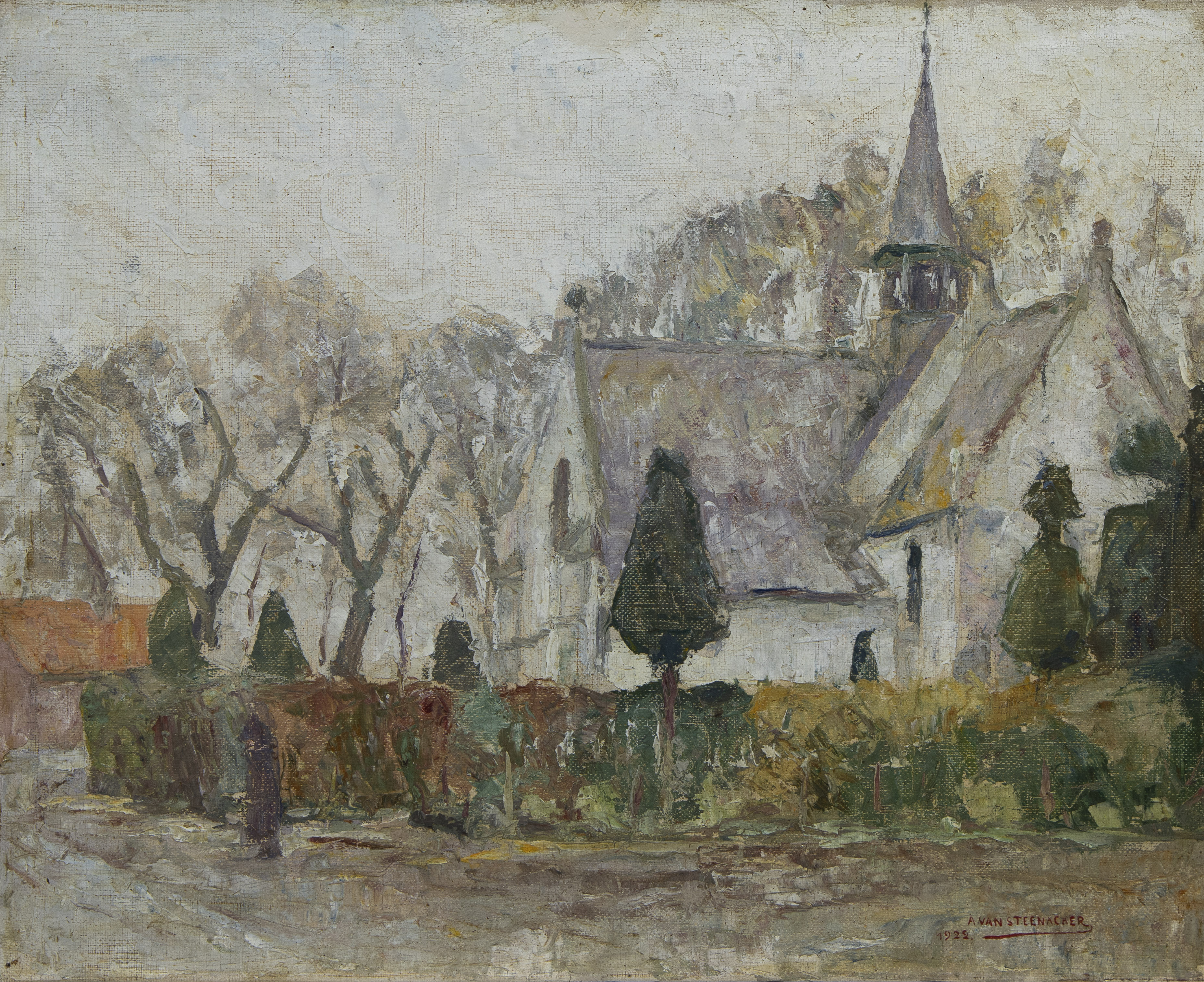 Auguste J.H. VAN STEENACKER (1890-1965), oil on canvas Vlassenbroek, signed and dated 1922