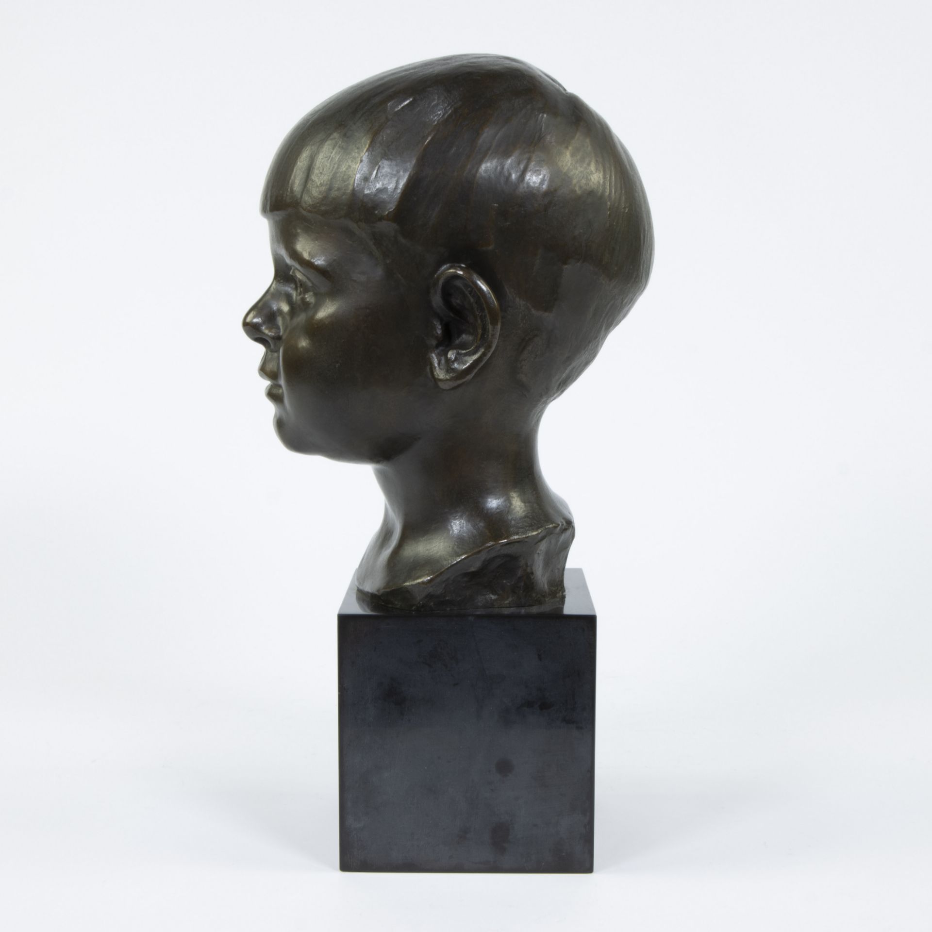 Henri THIERY (1875-1941), bronze head of a boy, signed - Image 2 of 5