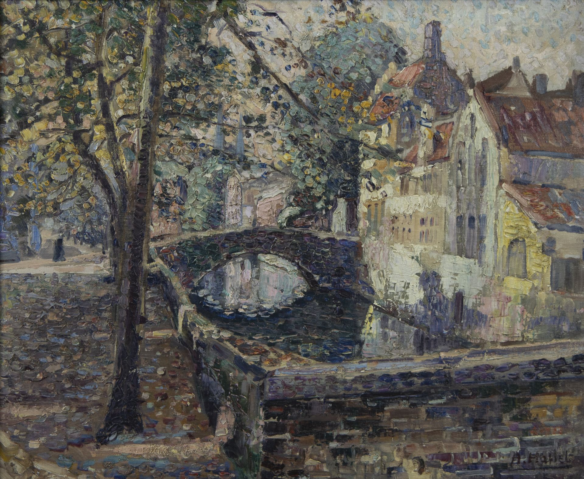 André HALLET (1890-1959), oil on canvas View of Bruges, signed