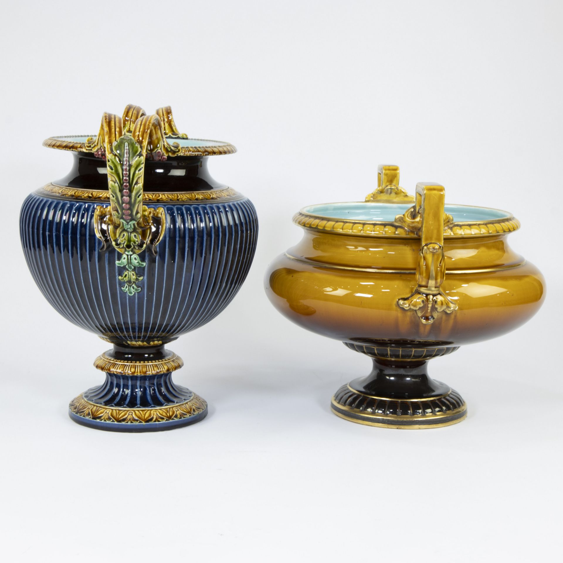 2 beautiful majolica garden vases Sarreguemines - Bild 2 aus 5