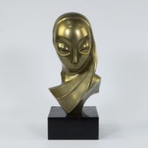 After Constantin Brancusi Mademoiselle Pogany gilt bronze bust, unsigned