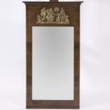 Old French mirror decorated with classical scene in brass