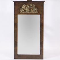 Old French mirror decorated with classical scene in brass