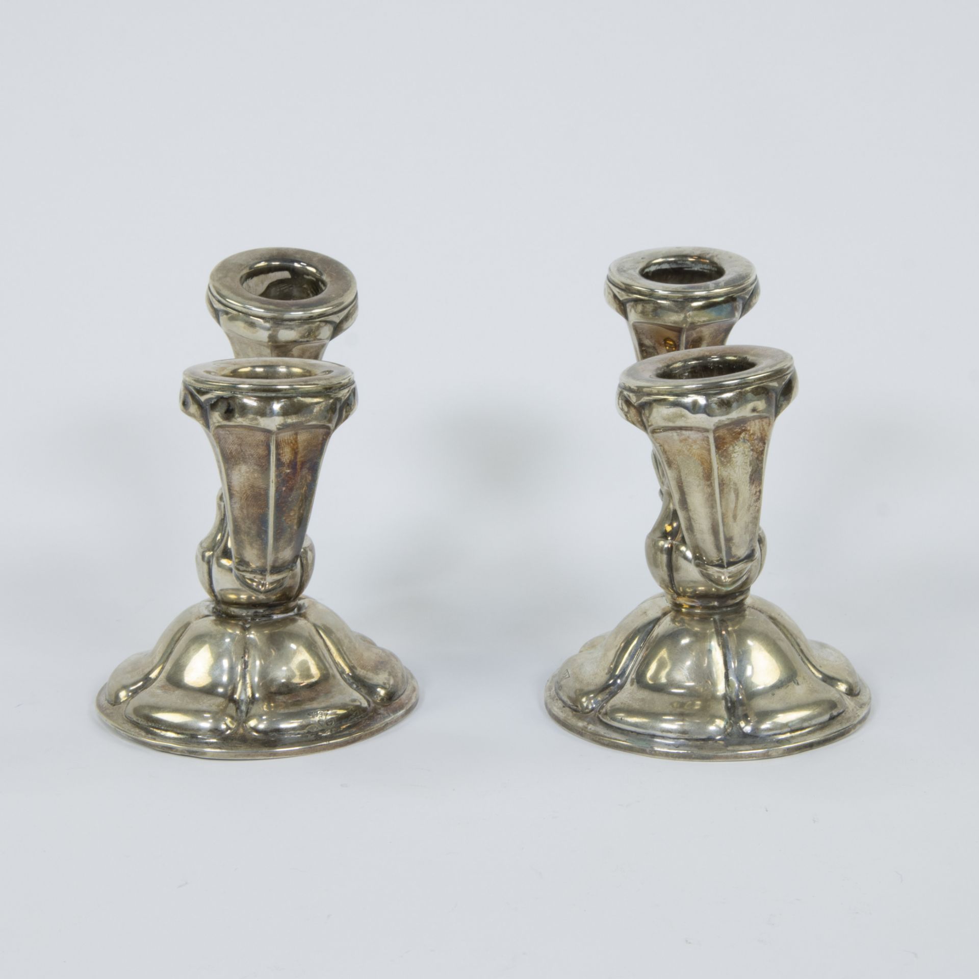 Silver lot, tray (Elite racing 1973) silver 925 and pair of candlesticks silver 830 - Bild 3 aus 7