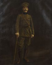 Oil on canvas portrait of a Belgian soldier artillery, signed and dated 1921