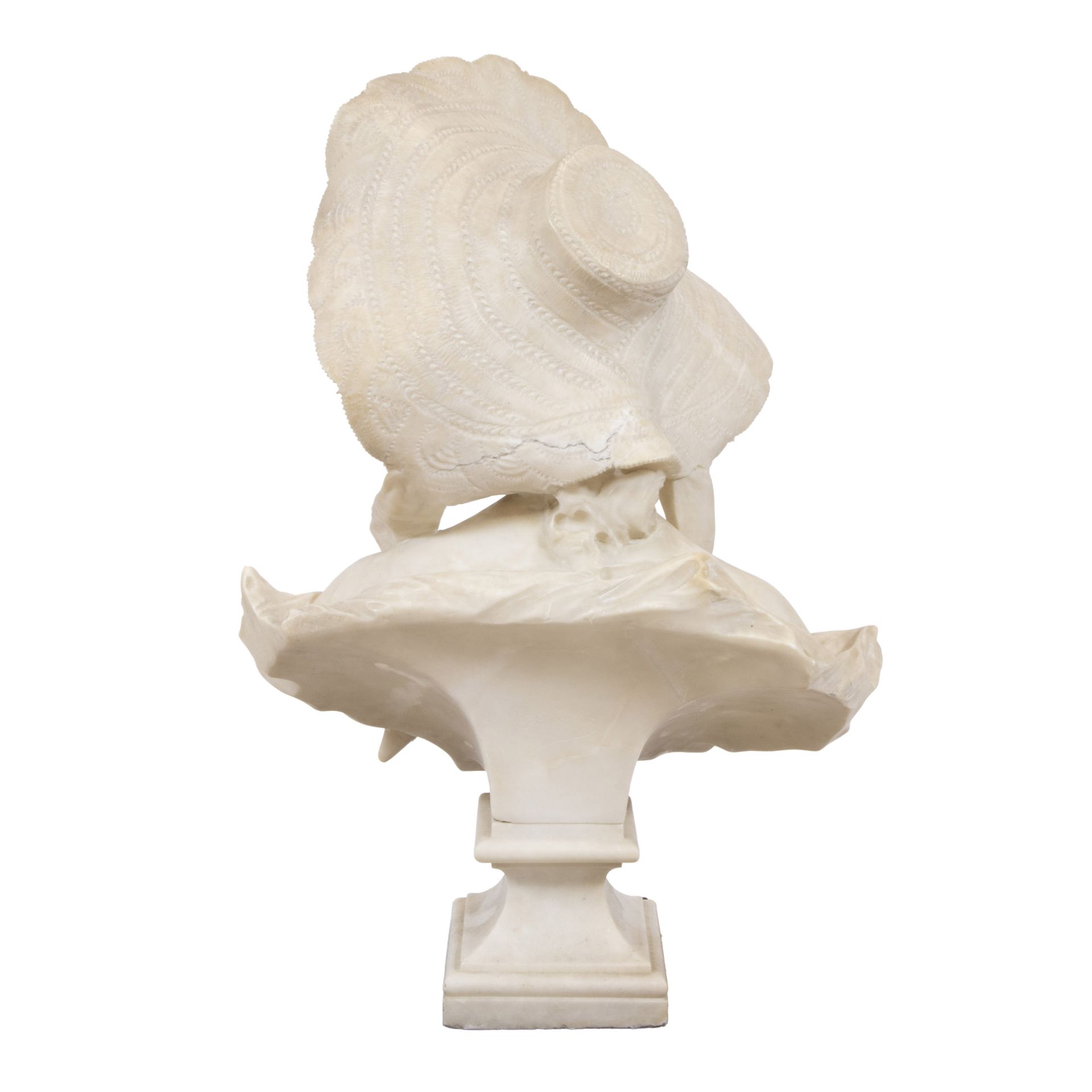 G. POCHINI (XIX), alabaster sculpture of a young lady with hat, signed - Bild 4 aus 6