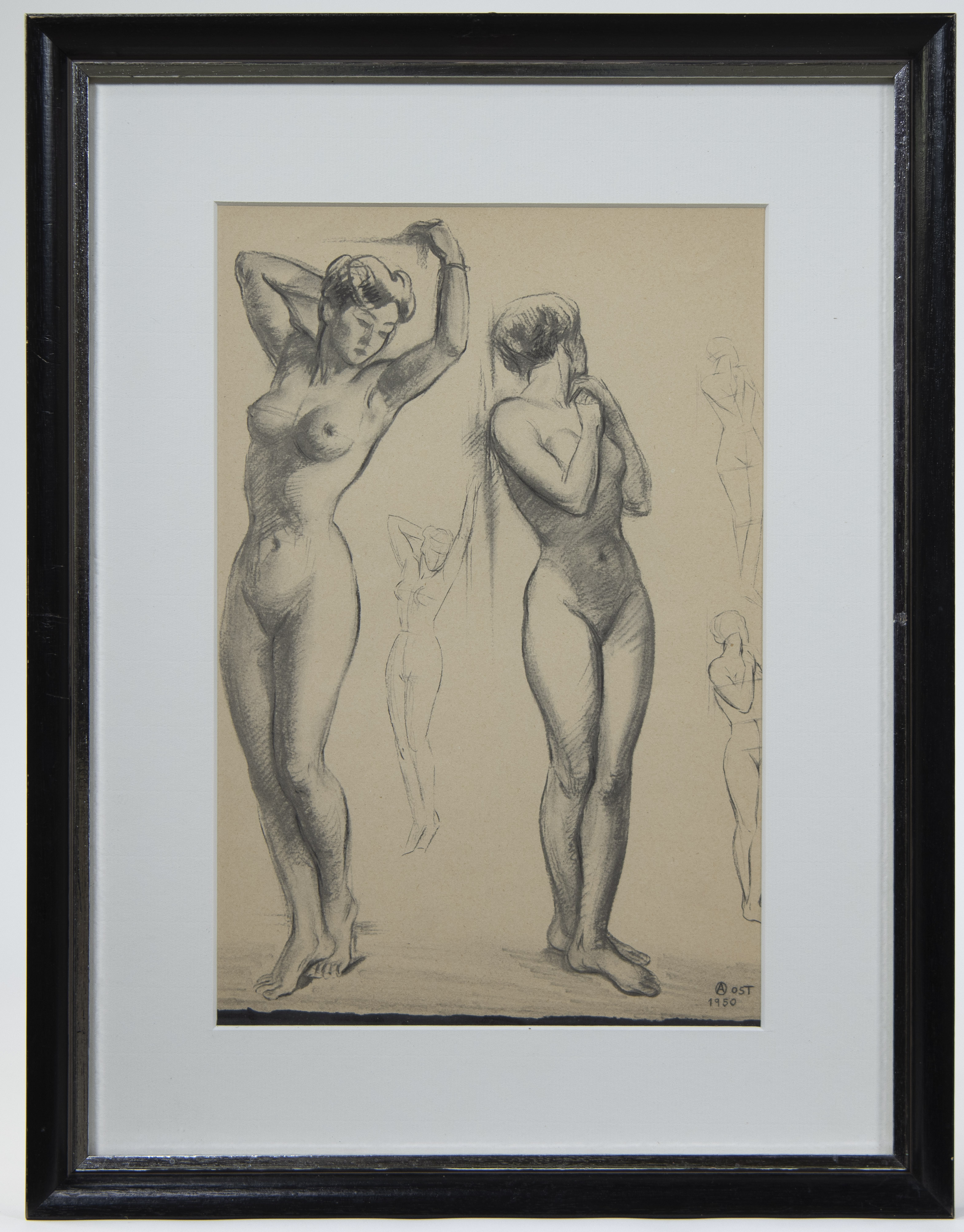 Alfred OST (1884-1945), 2 drawings, signed and one dated 1950 - Image 6 of 7
