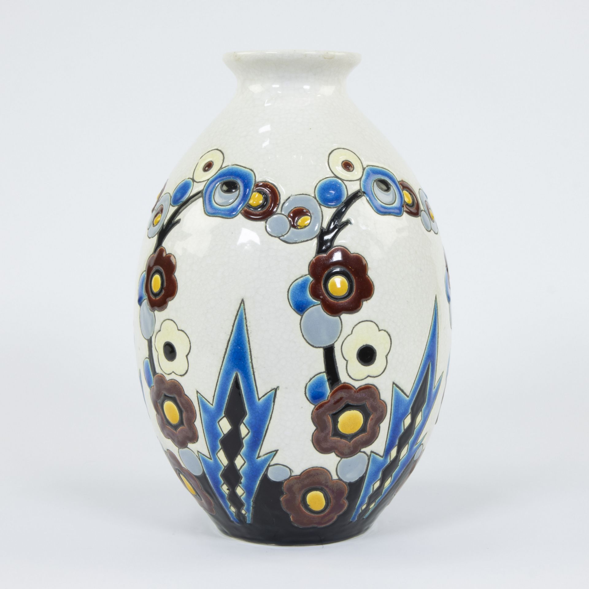 Ceramic vase Boch Keramis with decor of stylised flowering branches D1263 - Image 2 of 5