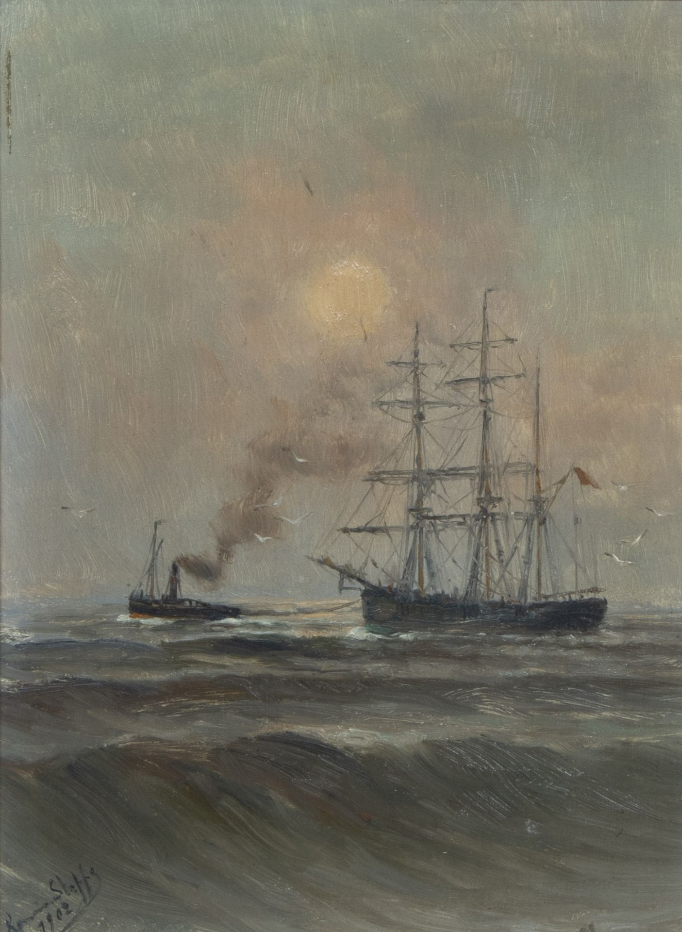 Romain STEPPE (1859-1927), oil on panel Marine, signed and dated 1902