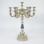Large silver candelabra with 7 lights, grade 925/1000 , with year letter H, Netherlands, hallmarks (