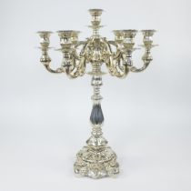 Large silver candelabra with 7 lights, grade 925/1000 , with year letter H, Netherlands, hallmarks (