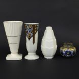 Lot Art Deco vases of crackled ceramics, Saint Clémant, AMC Belgium and picque-fleur Gouda, 1930s