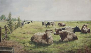 August AUDENAERT (1842-1953), oil on canvas Cows in the meadow, signed