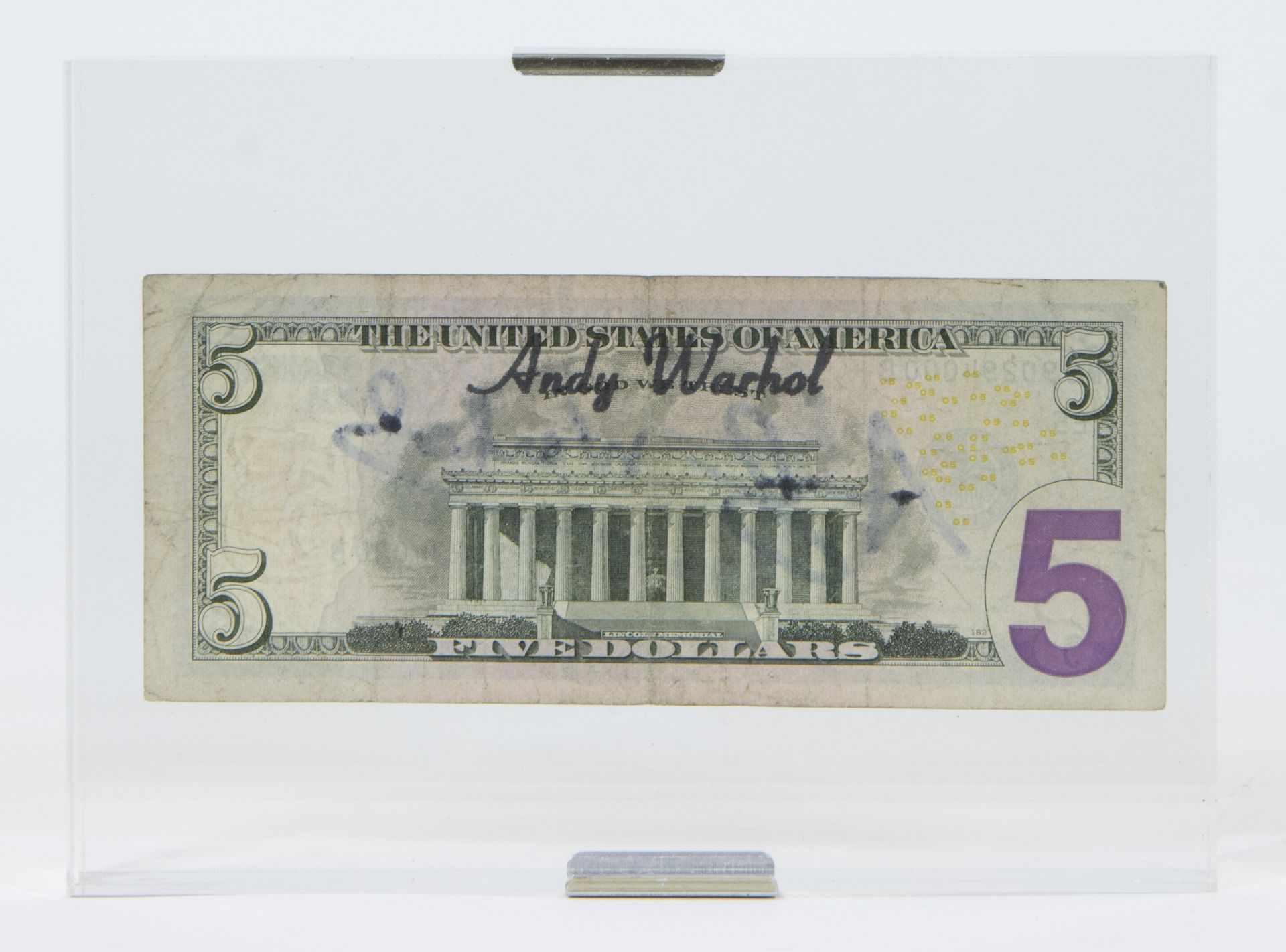 Andy WARHOL (1928-1987) (after), multiple 5 dollar note in plexi box, signed - Bild 2 aus 2