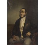 19th century oil on canvas portrait Joseph-Pierre Geelhand 1785-1877, signed N. Baudin Anvers and da