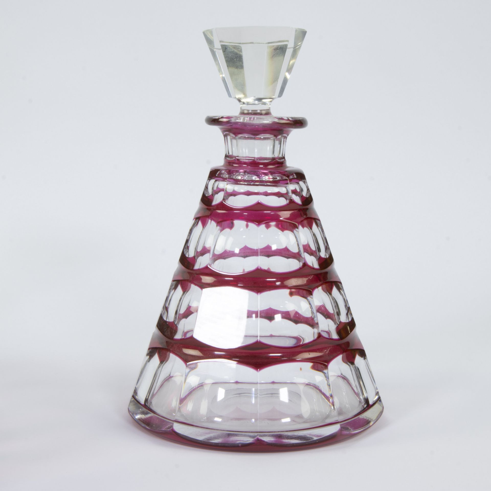 Collection of Val Saint Lambert, red and clear cut crystal bowl and decanter and clear cut perfume b - Bild 2 aus 4