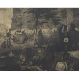 Jules DE BRUYCKER (1870-1945), etching Marché St. Jacques, signed