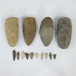 Neolithic tools and spearheads made of flint and natural stone