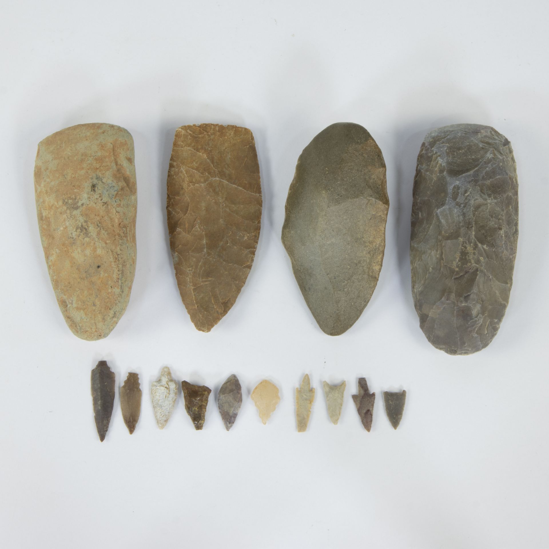 Neolithic tools and spearheads made of flint and natural stone