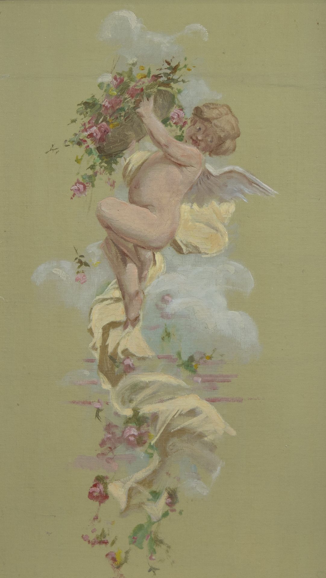 Triptych of oil on panel Angels, framed - Bild 3 aus 7