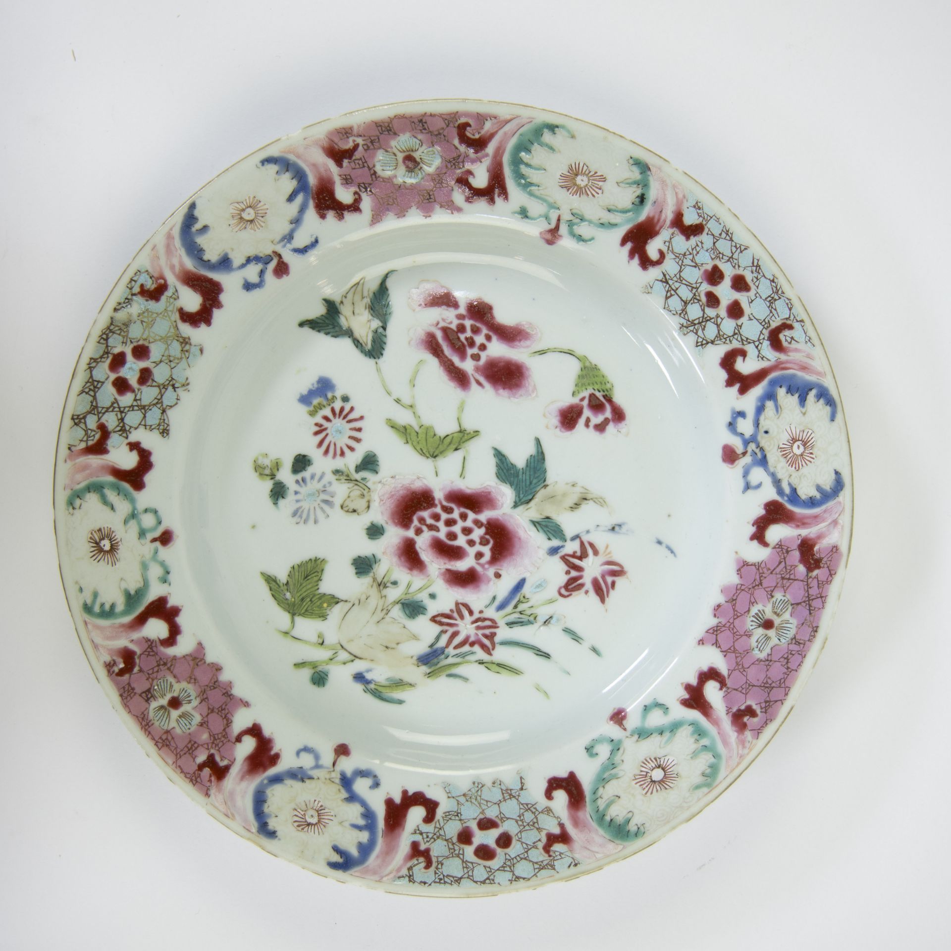 Various Chinese porcelain and pottery, famille rose plate 18th century, pair of blue glazed Chien Fo - Image 6 of 9