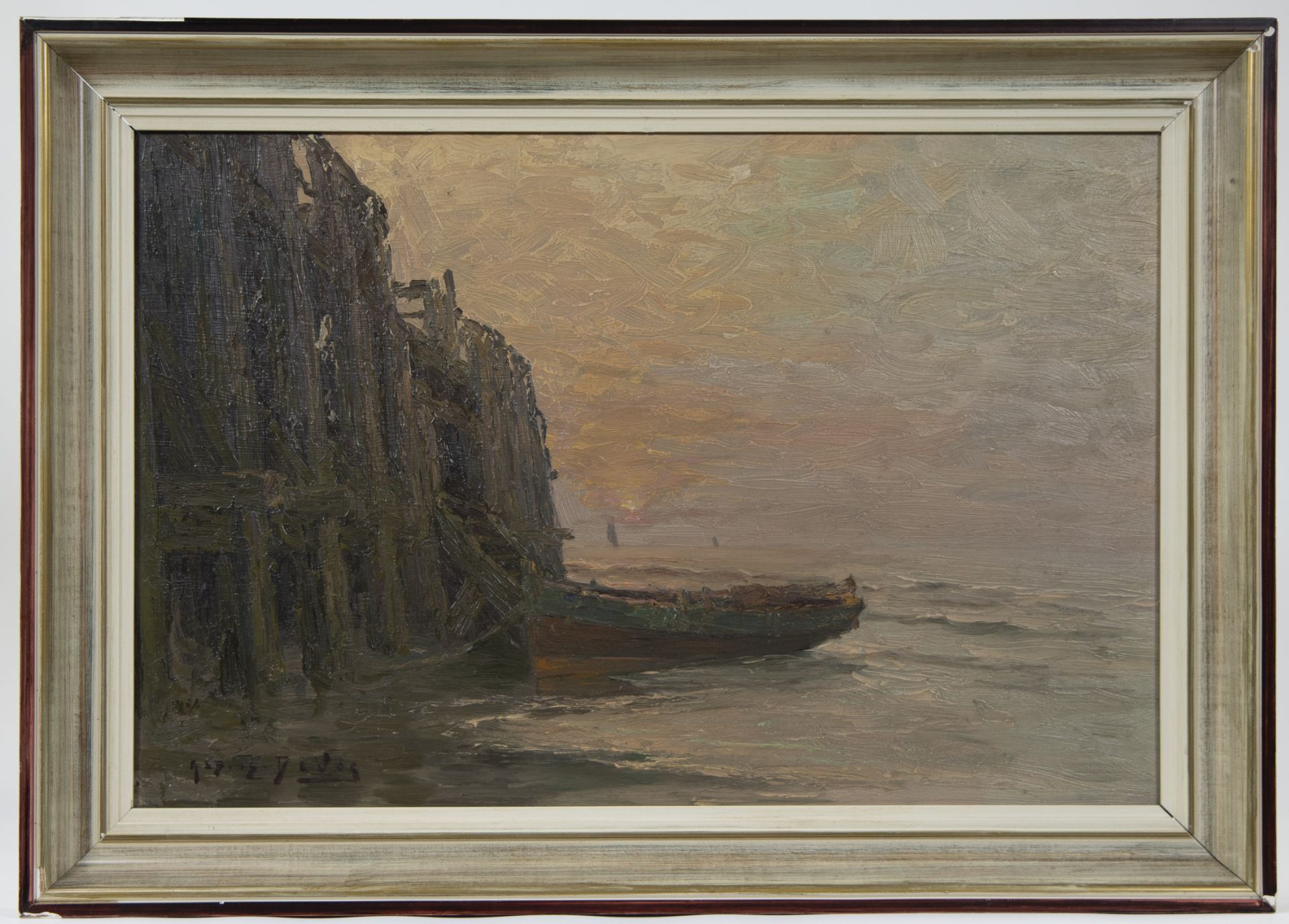 Albert Isidore DEVOS (1868-1950), 2 works oil on canvas Seascapes, signed - Bild 6 aus 8