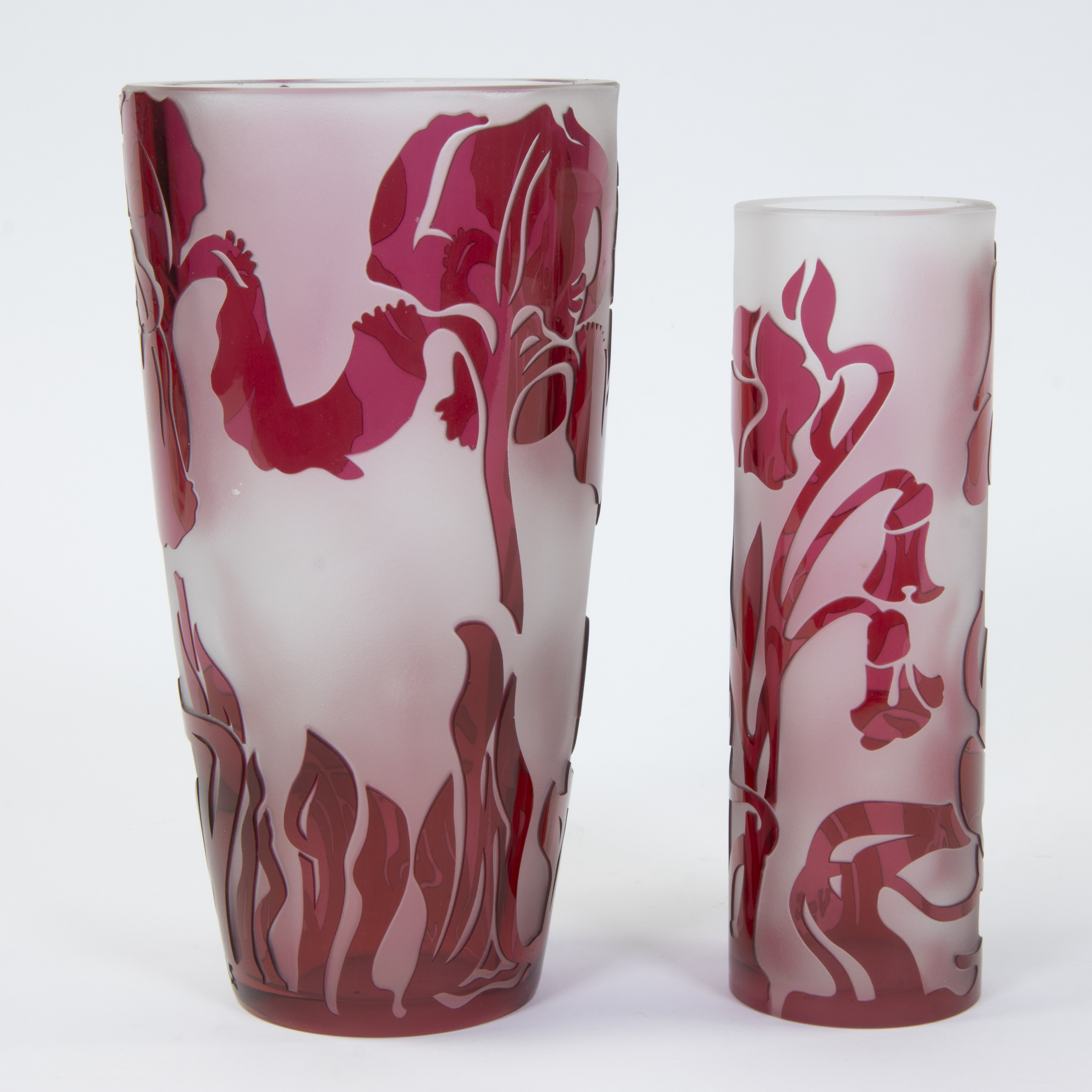 2 multi-layered acid-etched vases signed VSL for VAL SAINT LAMBERT monogrammed JS for Jacqueline SIM - Image 4 of 9